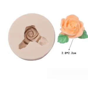 Rose flower with leaf silicone mould