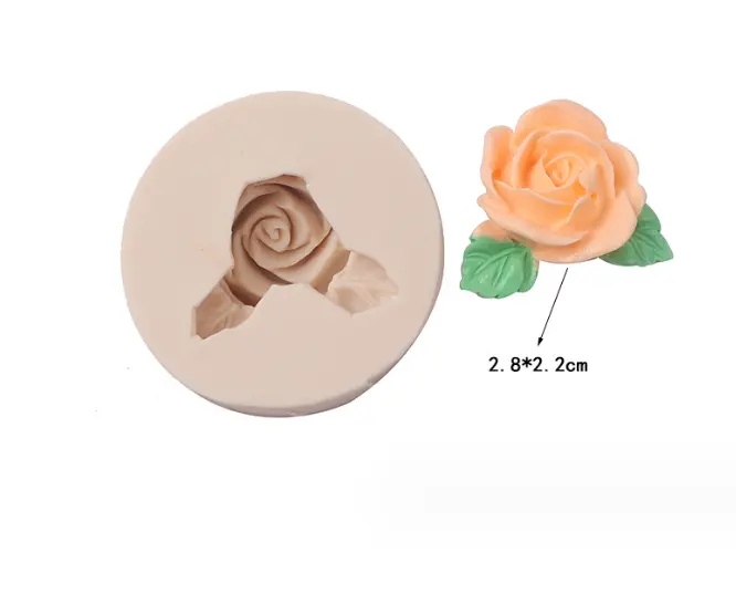 Rose flower with leaf silicone mould