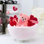 6 pcs Valentine Day theme teddy gift heart love cake cupcake toy topper set