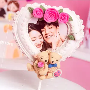 1 pcs white heart frame cake topper
