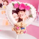 1 pcs white heart frame cake topper