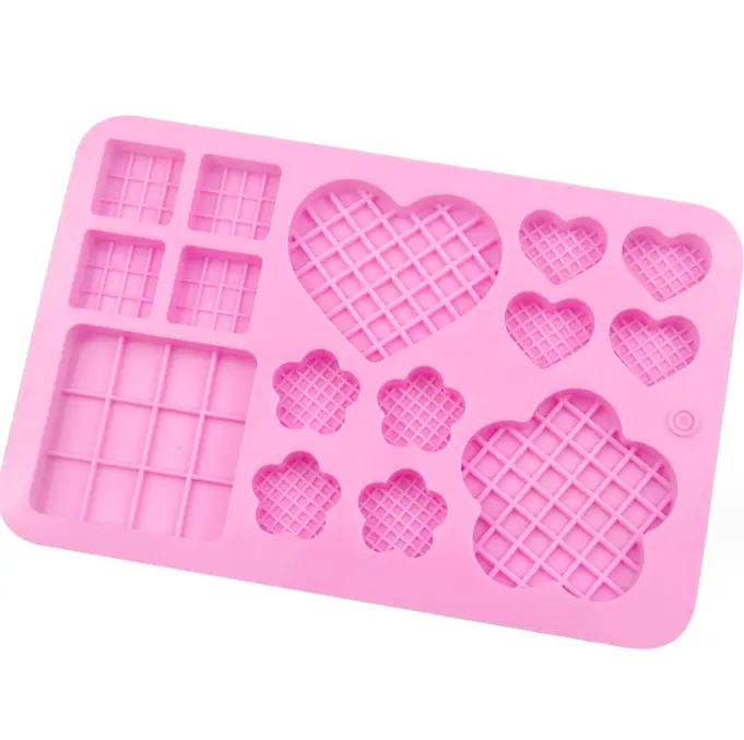 3D Silicone Waffle Chocolate Mould - Heart Flower Square Candy Mould