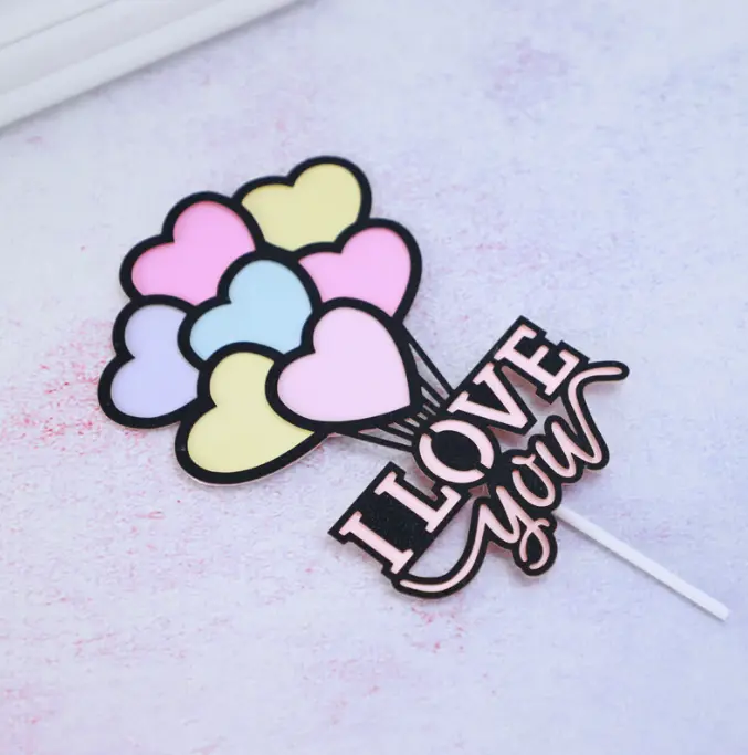 2 pcs I love you and Couple topper set