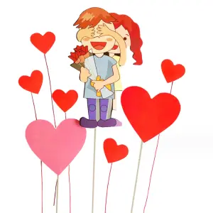 8 pcs couple heart cake topper set