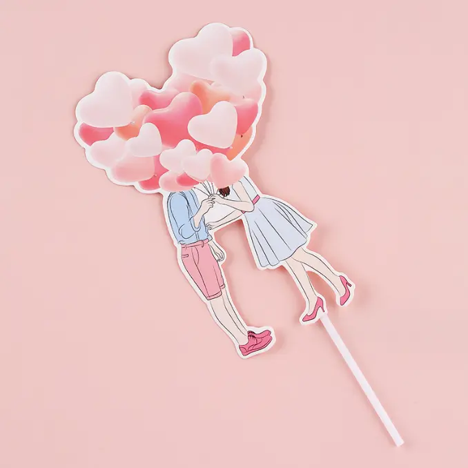 1 pcs Couple heart cake topper
