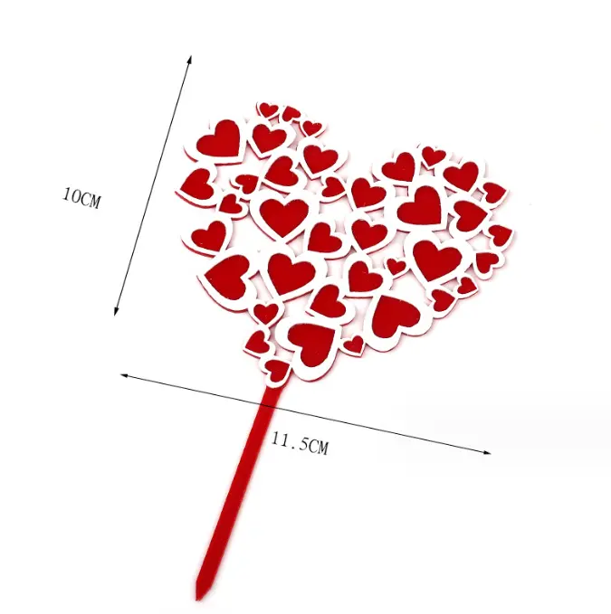 1 pcs red and white heart cake topper