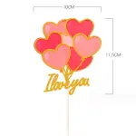 I love you red and golden cake topper