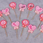 12 pcs heart cupcake cake topper