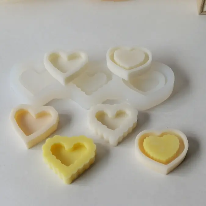 3 cavity heart silicone mould