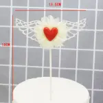 1 pcs Red heart with wings cake topper