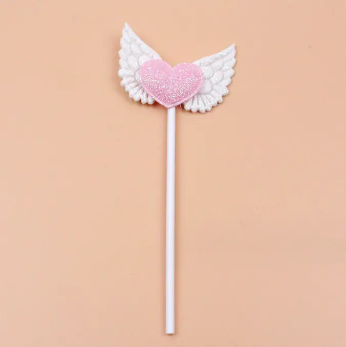 4 pcs heart with wings topper set