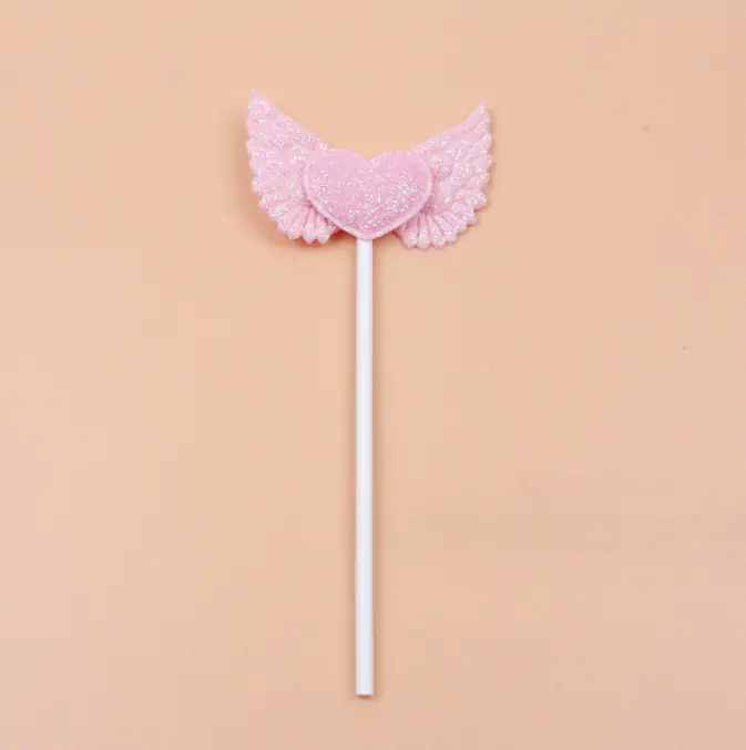 4 pcs heart with wings topper set