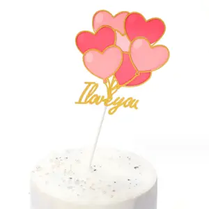 I love you red and golden cake topper