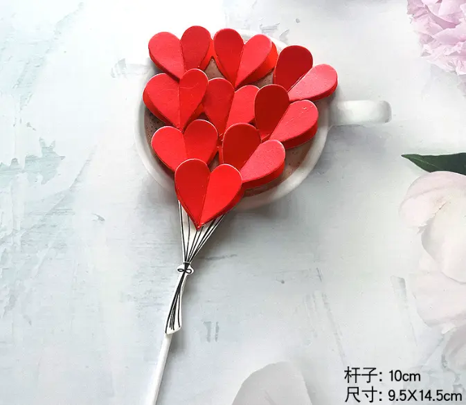 1pcs 3D red heart cake topper
