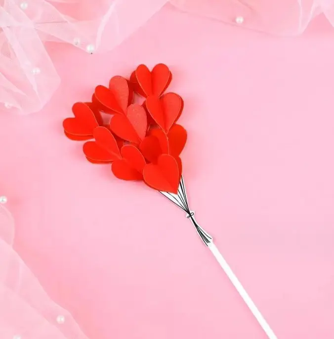 1pcs 3D red heart cake topper