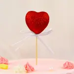 1 pcs glitter heart cake topper
