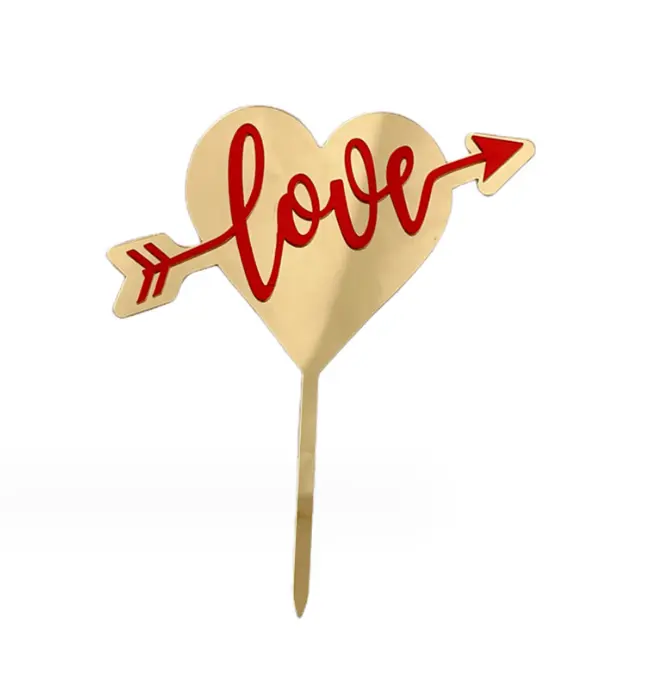 1 pcs double acrylic heart love cake topper