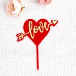 1 pcs double acrylic heart love cake topper