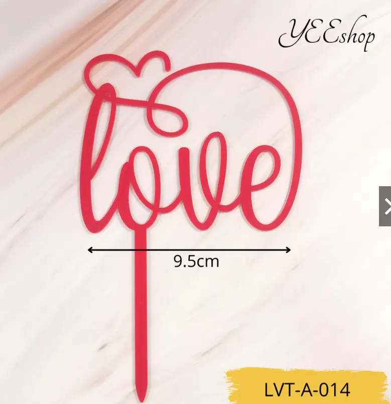 1 pcs red love cake topper