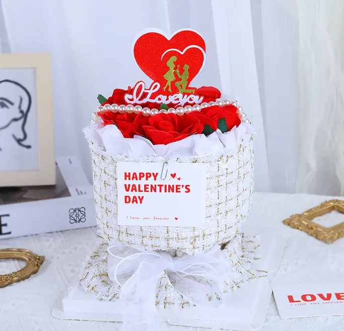 1 pcs I love you red heart with couple cake topper