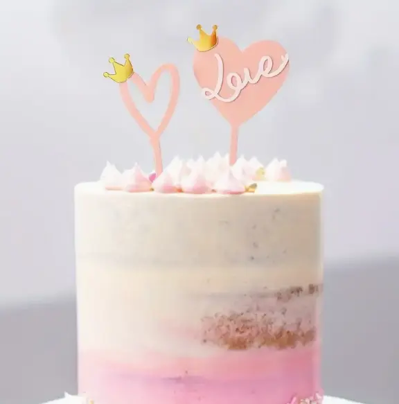 2 pcs heart theme acrylic cake topper