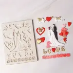 Couple hearts love theme silicone mould