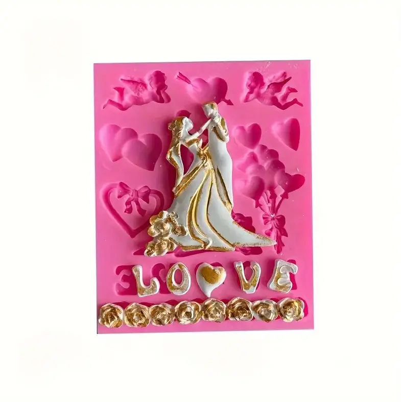 Couple hearts love theme silicone mould