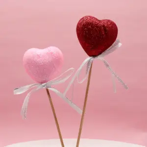 1 pcs glitter heart cake topper