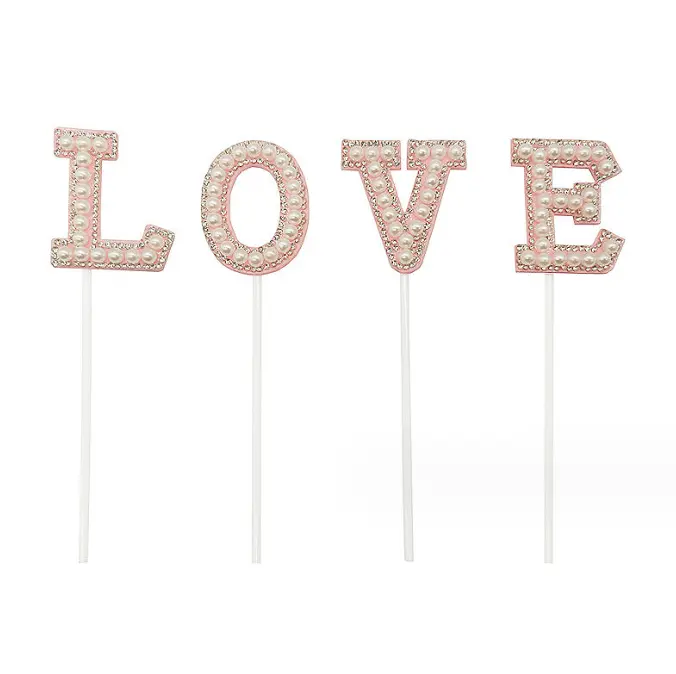 1 pcs Love pearl studded cake cupcake topper