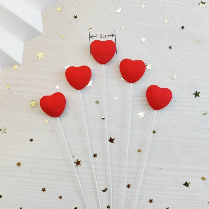 5 pcs heart cake and cupcake topper