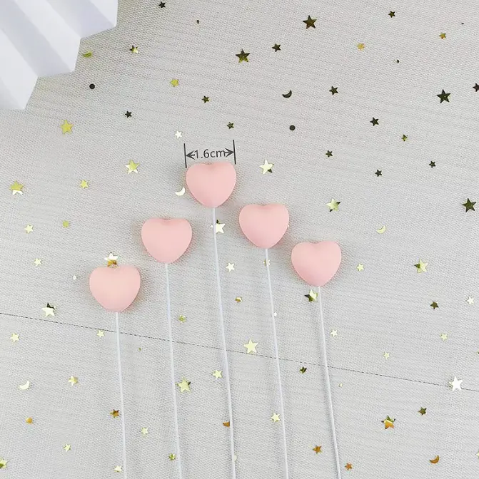 5 pcs heart cake and cupcake topper