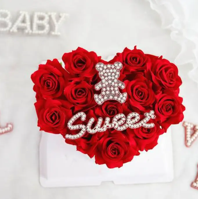 1 pcs pearl teddy toy cake topper