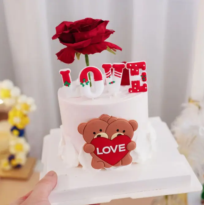 1 pcs Love teddy toy cake topper