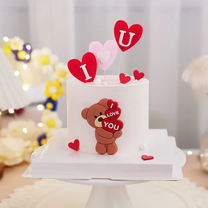 1 pcs I Love you teddy toy cake topper