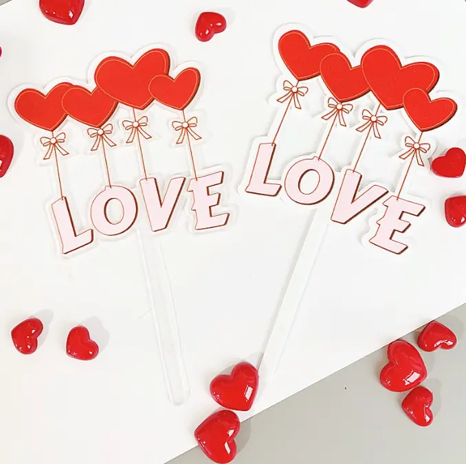 1 pcs acrylic love cake topper