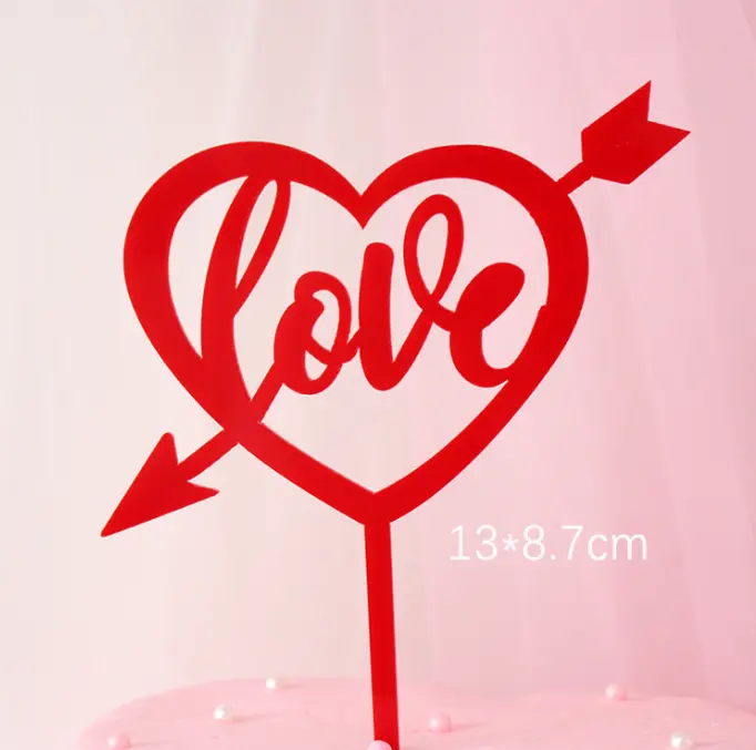 1 pcs Love heart cake topper