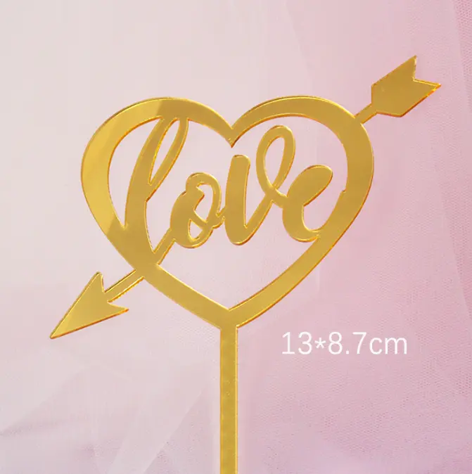 1 pcs Love heart cake topper