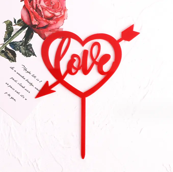 1 pcs Love heart cake topper