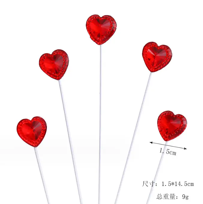 5 pcs resin heart cake topper set