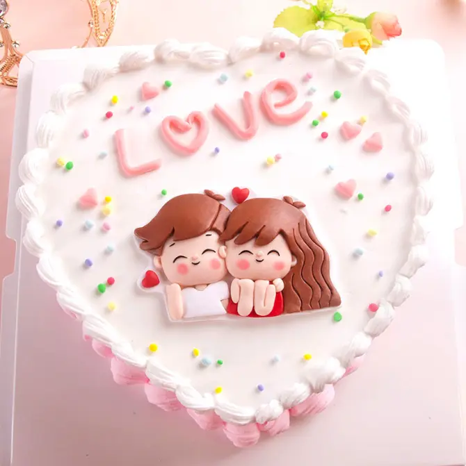1 pcs couple with hearts cake toy topper