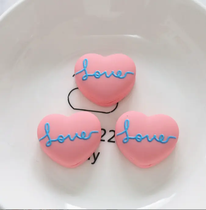 3 pcs Small pink heart cake topper set