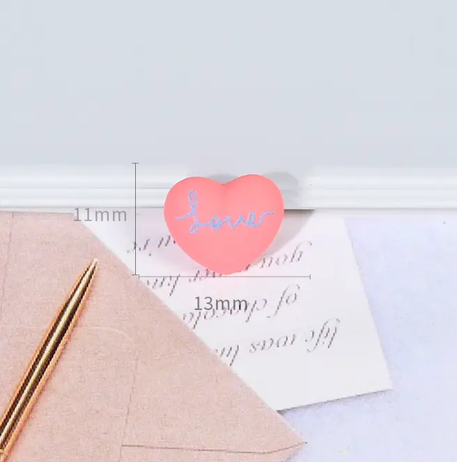 3 pcs Small pink heart cake topper set