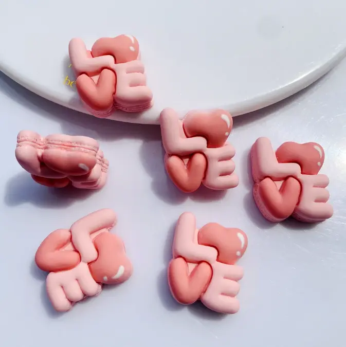 3 pcs small pink love cake topper set