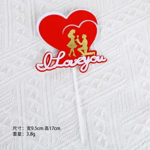 1 pcs I love you red heart with couple cake topper