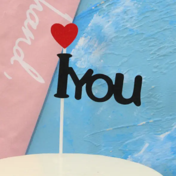1 pcs I love you with red heart cake topper