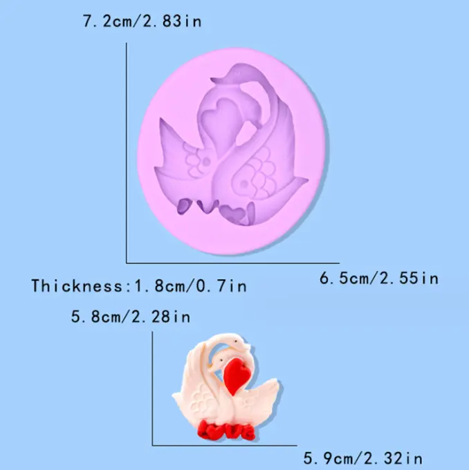 Love swan with heart silicone mould