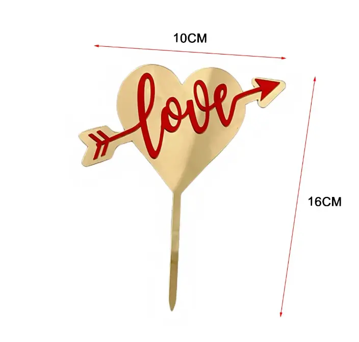 1 pcs double acrylic heart love cake topper