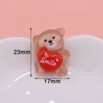3 pcs Small teddy holding red heart cake topper set