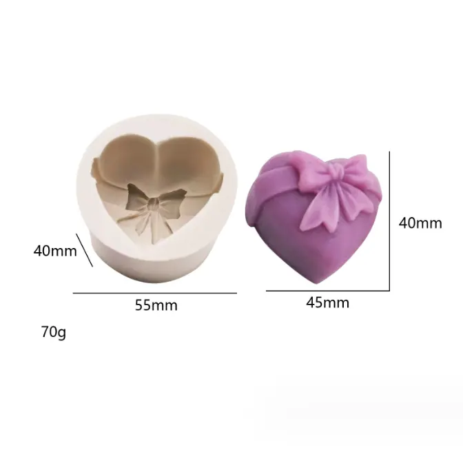 Heart with bow silicone mould