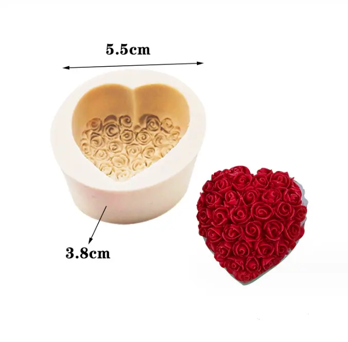 Heart roses silicone mould